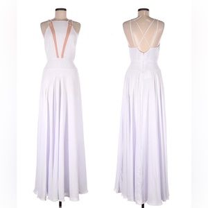 Fame and Partner’s White Striped High Split Formal Cocktail Gown Dress Size 2